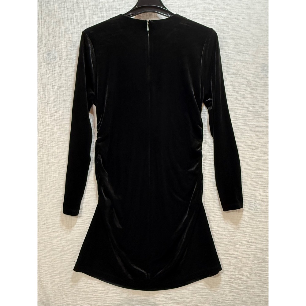 SCOOP Mini Dress XL Black Velvet Sheath Long Sleeve Ruched  Whimsigoth‎ Party